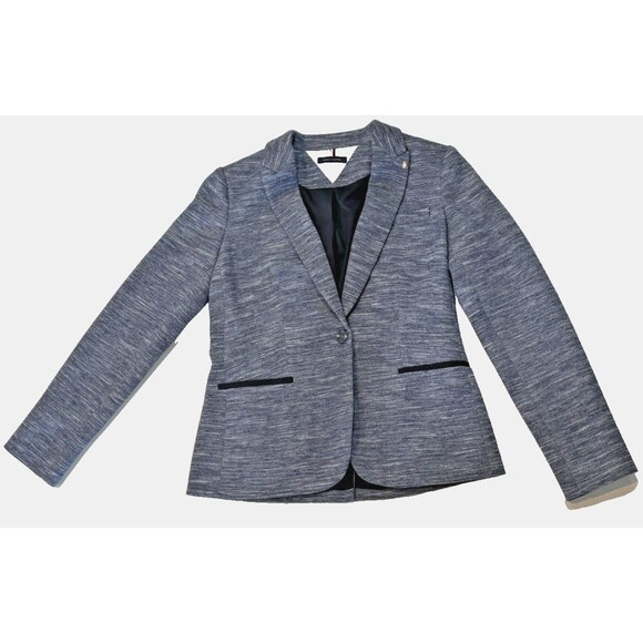 Tommy Hilfiger Women’s Blazer Size 6 Blue Single Button Jacket Elbow Patch Work - Picture 1 of 11